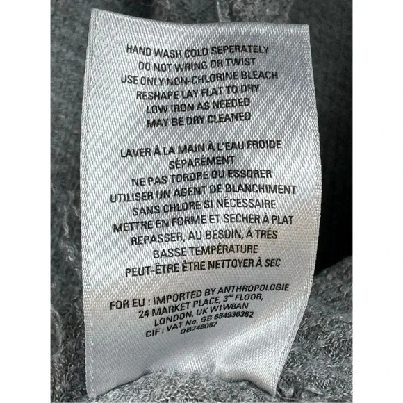 Anthropologie Oversized Waffle Knit Thermal Tunic Top XS Gray Raw Hem Lagenlook - Picture 8 of 10